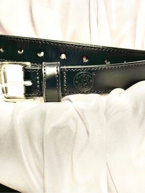 Black Leather Men's Belt w/Smith & Wesson Embossed Logo 42/44